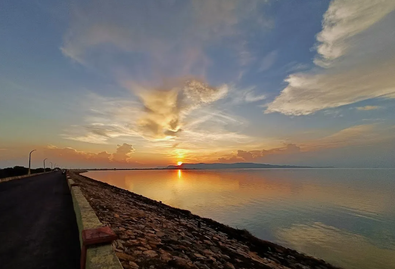 Sunset over Hirakud Reservoir